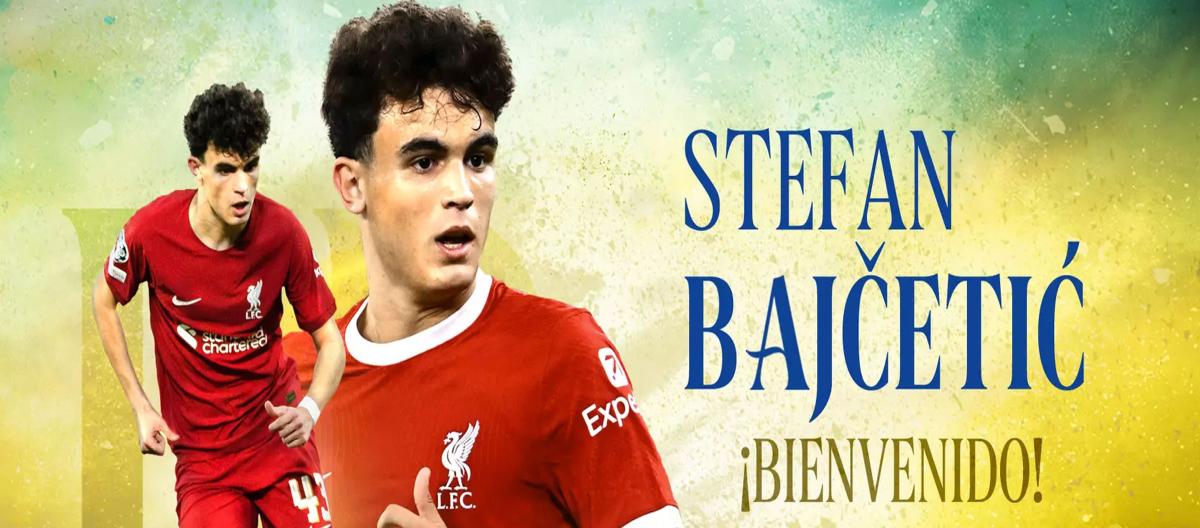 Liverpool officially recalled defensive midfielder wonderkid Stefan Bajčetić from Red Bull Salzburg and has loaned him out to Las Palmas.. Liverpool officially recalled defensive midfielder wonderkid Stefan Bajčetić from Red Bull Salzburg and has loaned him out to Las Palmas..