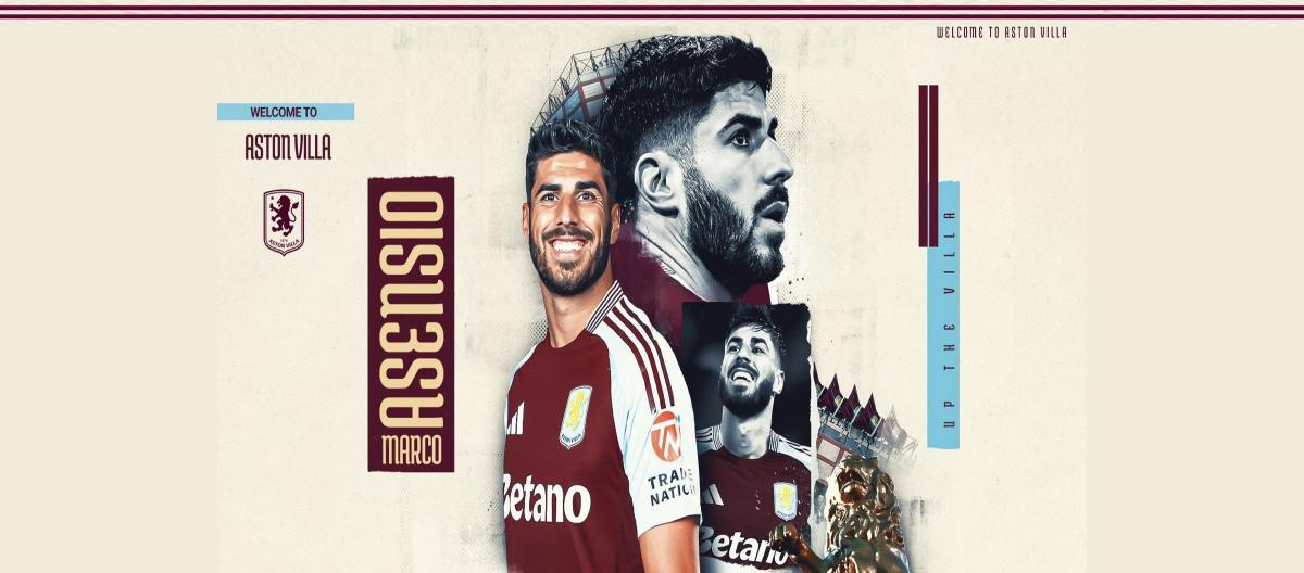 Paris Saint-Germain's Spain international winger Marco Asensio joins Aston Villa on-loan..
