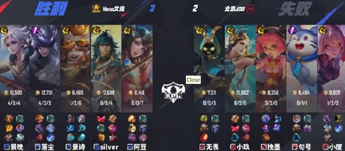 Hero JiuJing defeated Beijing JDG and got off to a good start