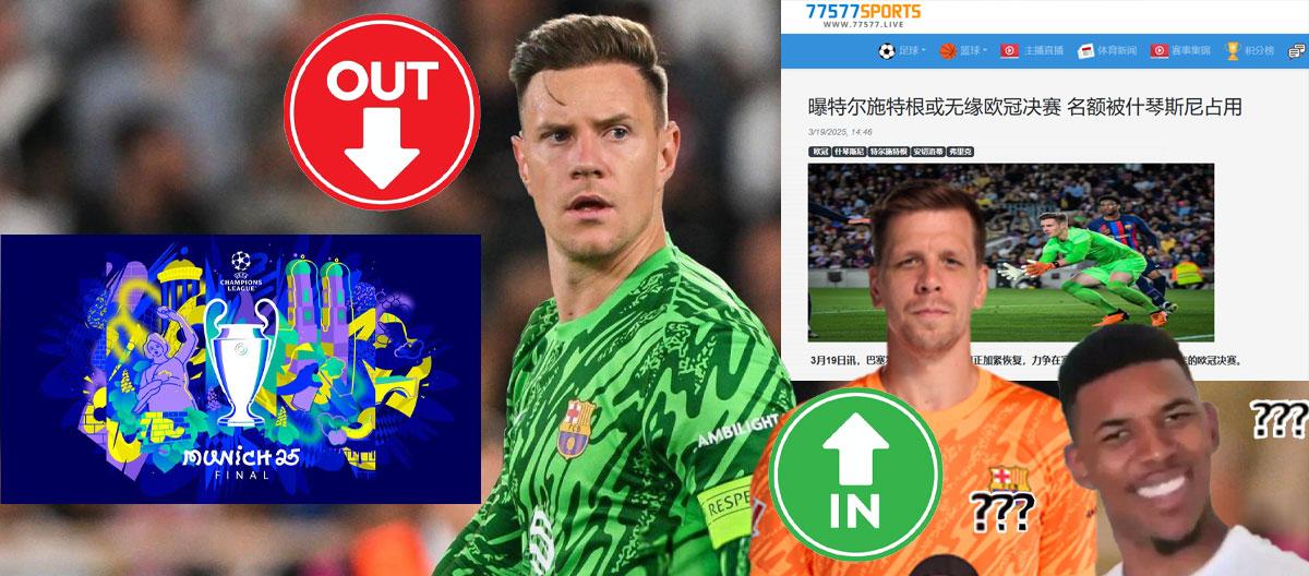 Maliciously hyped-up Marc-André ter Stegen, who has been ruled out for the rest of the season due to injury 