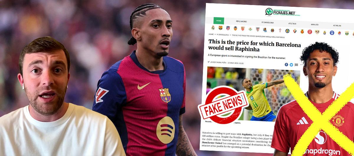 Fabrizio Romano labels rumours claiming that Romano Manchester United is "preparing to spend €100 million during this summer transfer window" to sign Barcelona captain Raphinha "TOTAL NONSEN