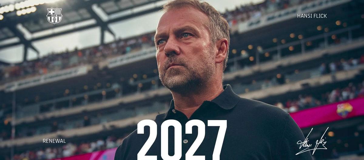 Barcelona officially completes contract extension with head coach Hans Dieter Flick..