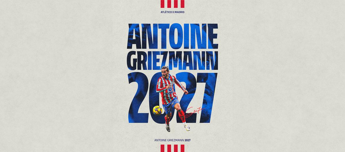Atlético Madrid officially completes contract extension with France international forward Antoine Griezmann..
