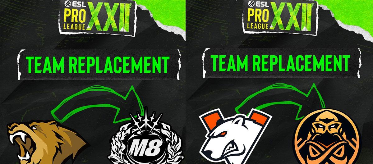 Counter Strike 2: Lynn Vision Gaming (LVG) and Virtus.pro (VP) will withdraw from ESL Pro League Season 22 due to inability to field a full roster and will be replaced by Gentle Mates and EN