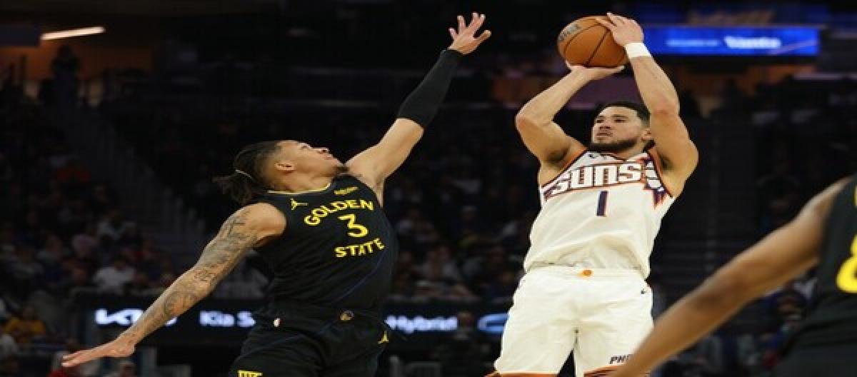 Booker's 38 points weren't enough to secure a 119-116 victory for the Warriors over the Suns. Booker's 38 points weren't enough to secure a 119-116 victory for the Warriors over the Suns.
