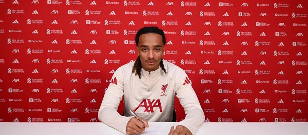 Liverpool officially announce the signing of Burnley's young defender Noah Adekoya..