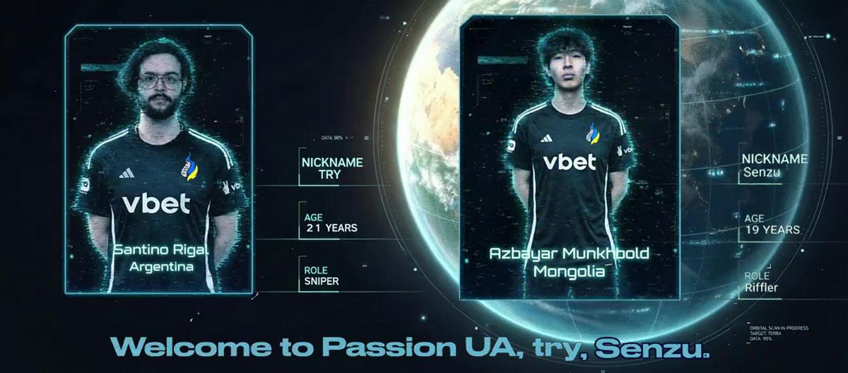 CS2：Passion UA官宣连签狙击手try与步枪手Senzu..