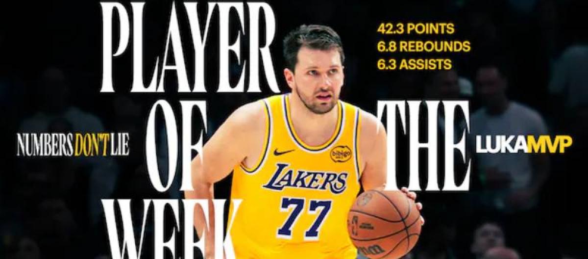 Doncic named Western Conference Player of the Week, leading the Lakers to a nine-game winning streak.