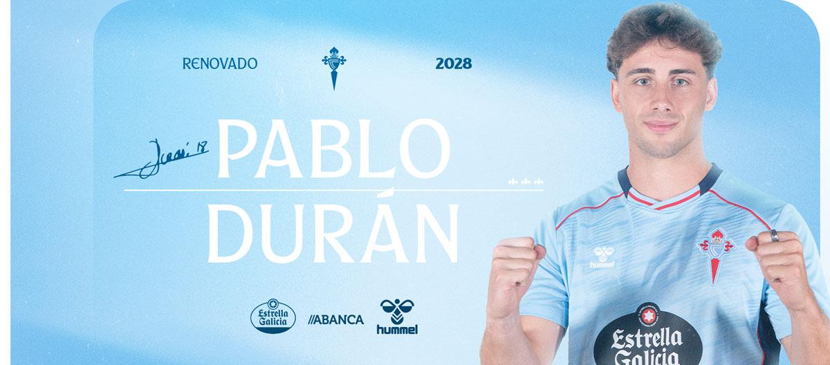 Celta Vigo completes contract extension with Spanish forward Pablo Durán..