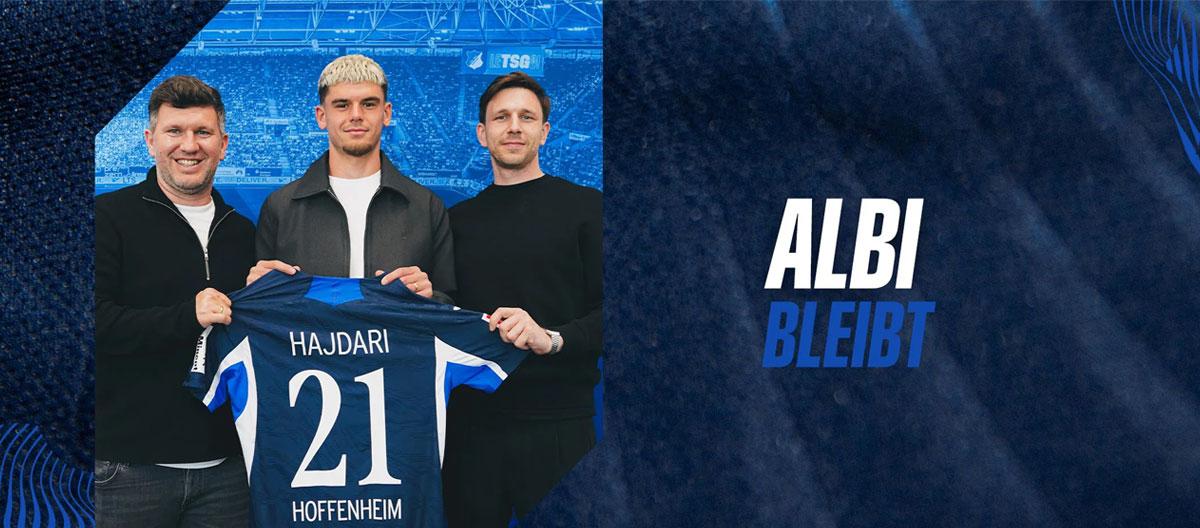 Hoffenheim completes contract extension with Kosovo international defender wonderkid Albian Hajdari..