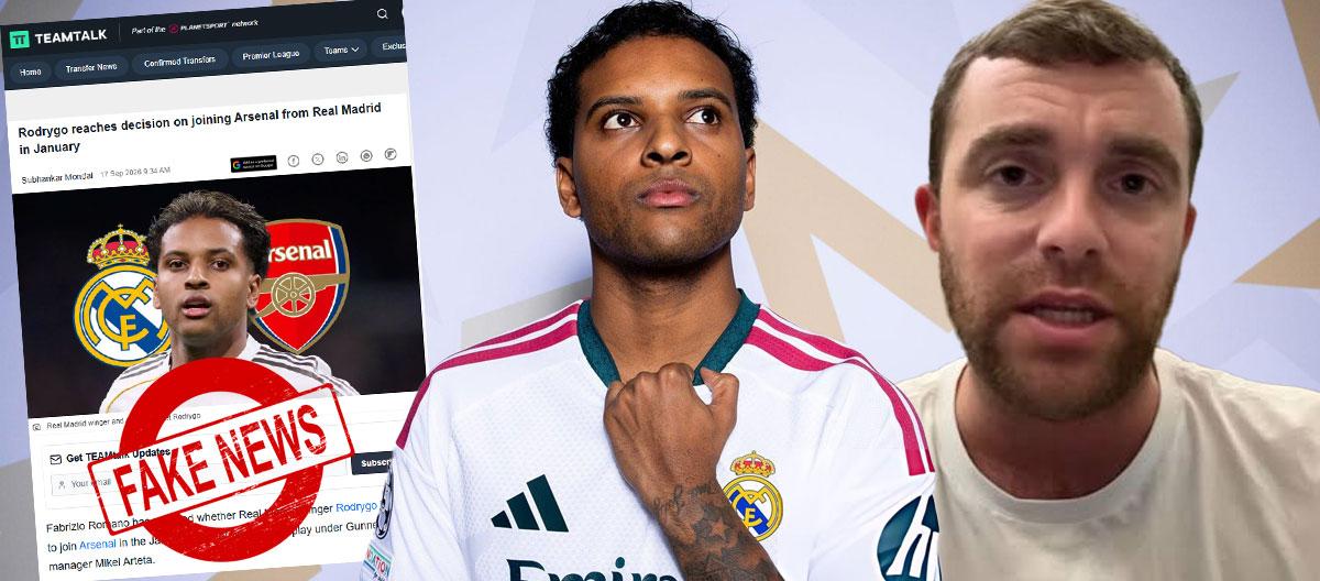 Fabrizio Romano slammed TeamTalk for falsely claiming, in his name, that Rodrygo had agreed to join Arsenal in January..