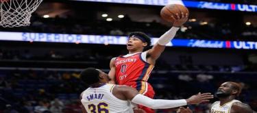 Reeves scored 31 points and Doncic had 24 points and 12 rebounds as the Lakers easily defeated the Pelicans 118-104.
