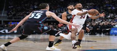 Powell's 36 points put the Heat to a 118-112 victory over the Pistons.