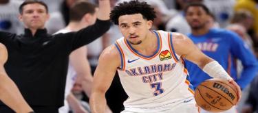 McCain starts his first playoff game, scoring 20 points to help the Thunder win.