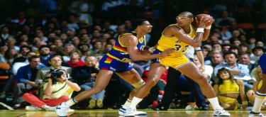 Lakers' all-time top five blocks: Kareem Abdul-Jabbar leads with 2,694 blocks, followed closely by Shaquille O'Neal.
